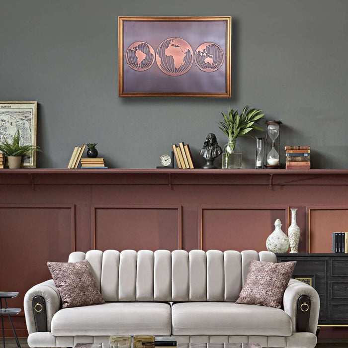 Three Globe Copper Wall Art - Artwork available at Dekadron for $109.90