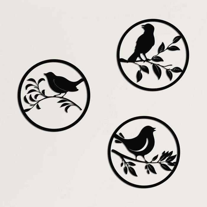 Trio Round Birds Metal Wall Art - Decor available at Dekadron for $99.90