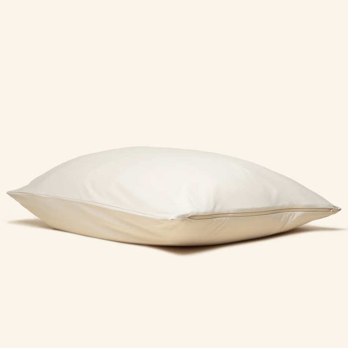 The UltraCool Pillowcase over a pillow in the Sand color way.
