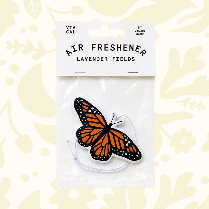 Forager Provisions LTD monarch butterfly air freshener with lavender scent in branded retail packaging