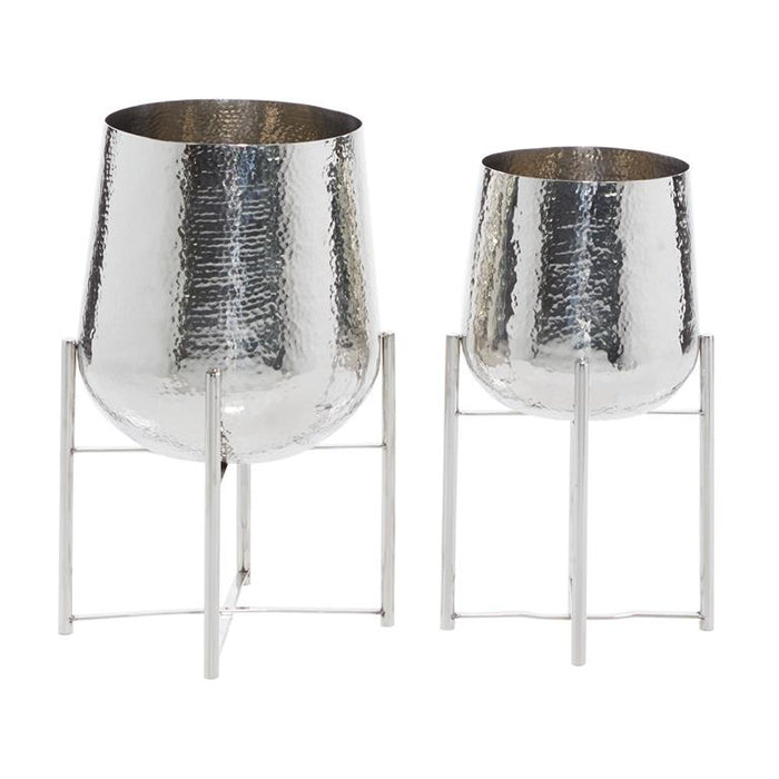 VENUS WILLIAM COLLECTION SET OF 2 SILVER STAINLESS STEEL PLANTER