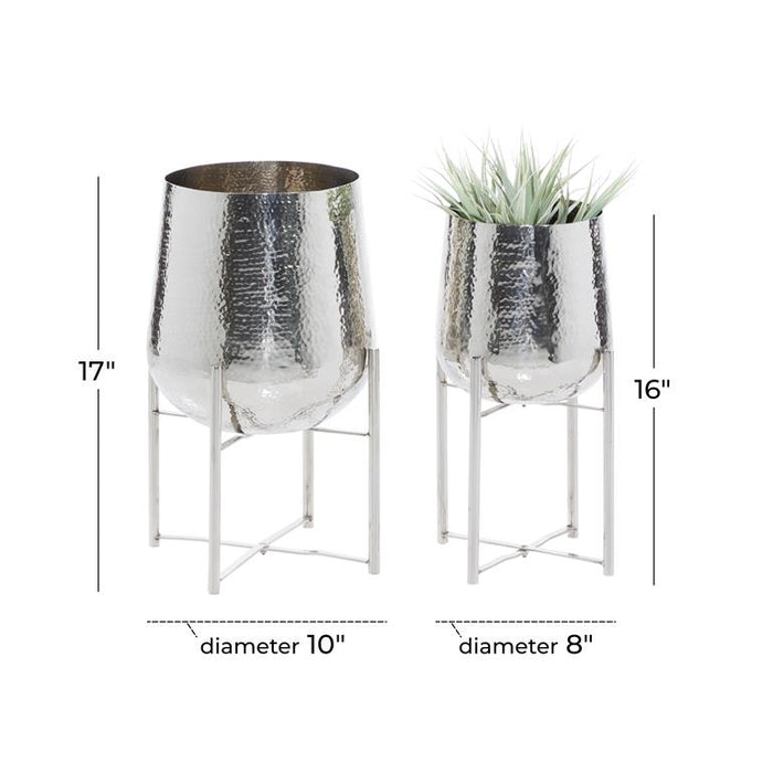 VENUS WILLIAM COLLECTION SET OF 2 SILVER STAINLESS STEEL PLANTER