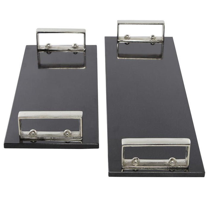 VENUS WILLIAMS COLLECTION SET OF 2 BLACK MARBLE MODERN TRAY