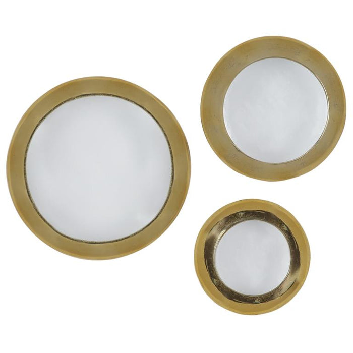 VENUS WILLIAMS COLLECTION  SET OF 3 WHITE AND GOLD ALUMINUM MODERN WALL DECOR, 19", 15", 12"