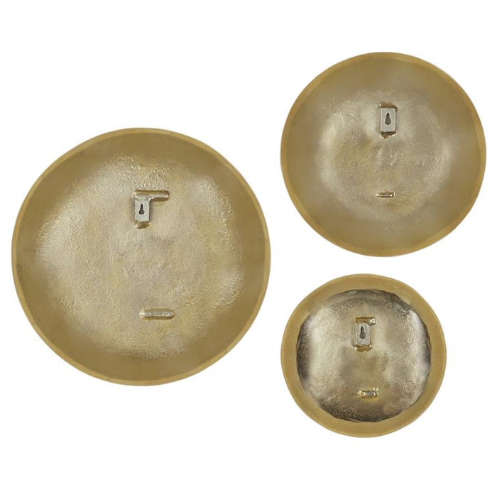 VENUS WILLIAMS COLLECTION  SET OF 3 WHITE AND GOLD ALUMINUM MODERN WALL DECOR, 19", 15", 12"