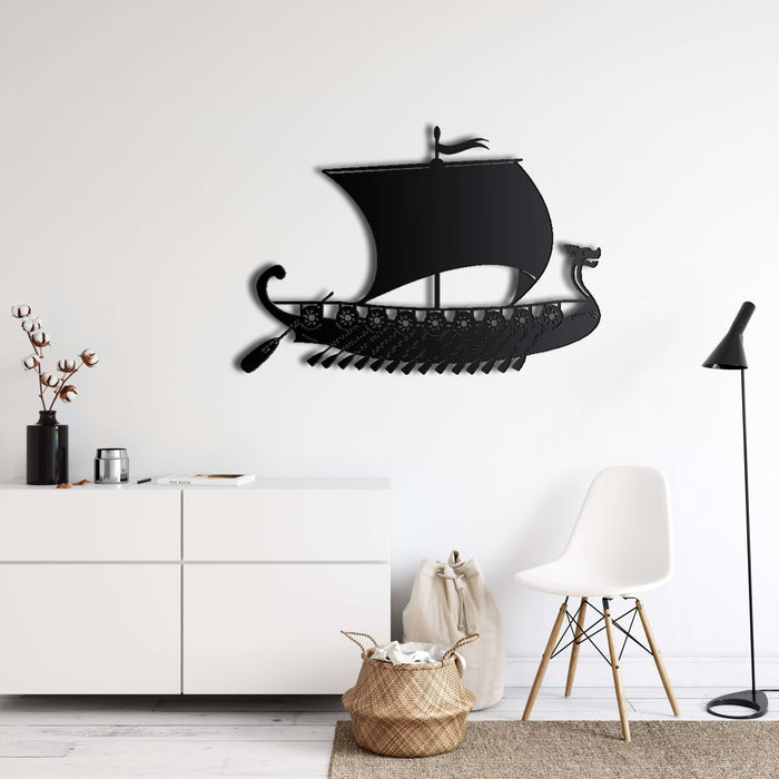 Viking Ship Metal Wall Art - Decor available at Dekadron for $99.90