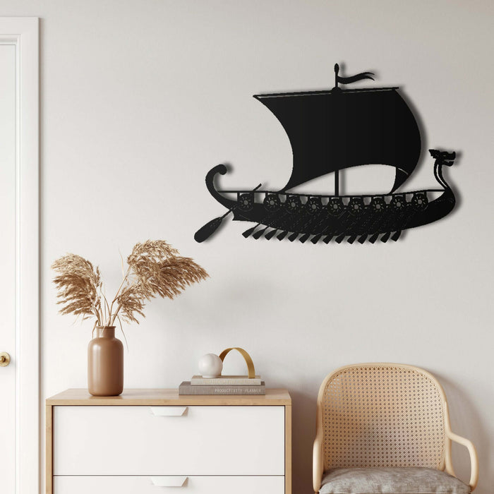 Viking Ship Metal Wall Art - Decor available at Dekadron for $149.90