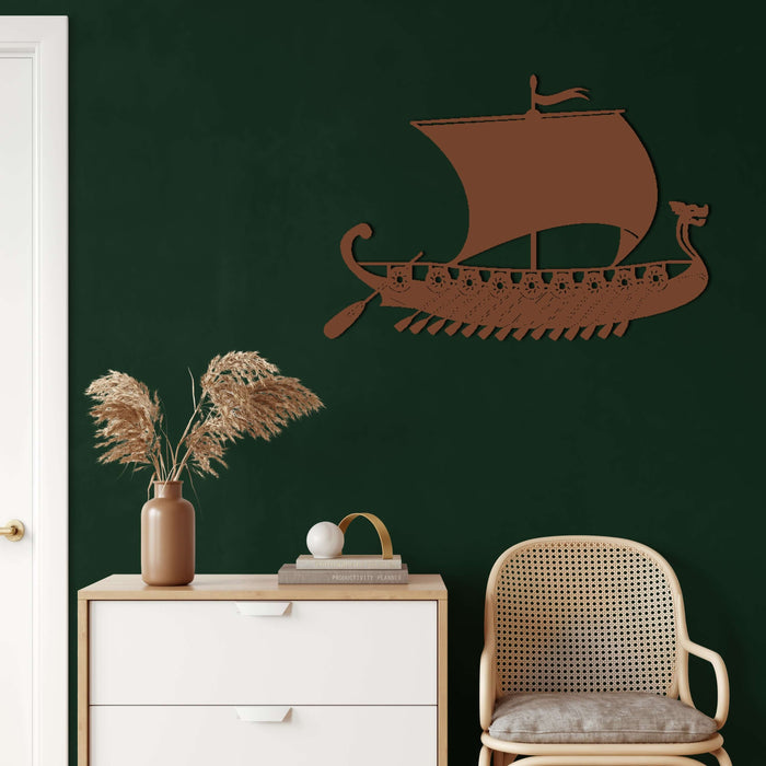 Viking Ship Metal Wall Art - Decor available at Dekadron for $109.90