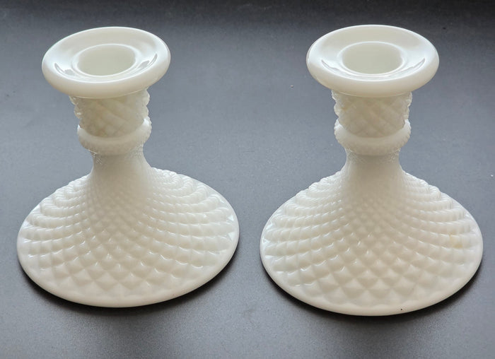 Westmoreland milk Glass candle holder pair
