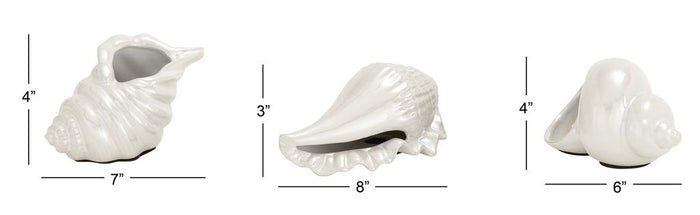 WHITE CERAMIC SEA LIFE SHELL SCULPTURE