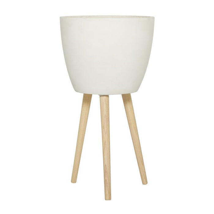 WHITE FIBER CLAY CONTEMPORARY PLANTER