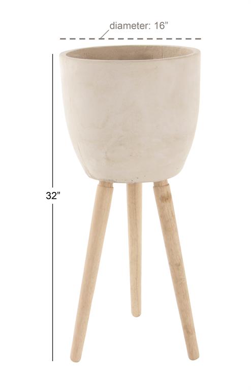 WHITE FIBER CLAY CONTEMPORARY PLANTER
