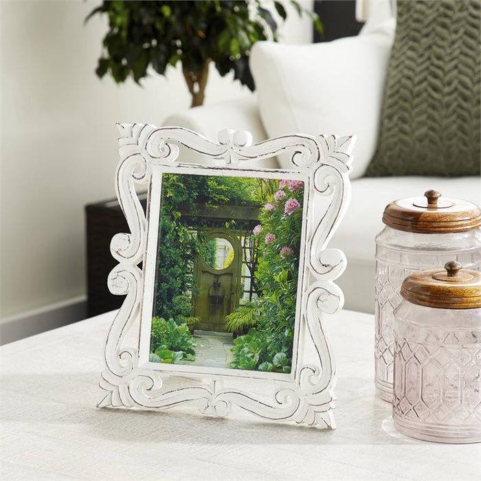 WHITE MANGO WOOD SCROLL HANDMADE INTRICATE CARVED PHOTO FRAME