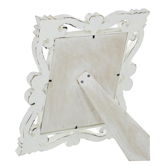 WHITE MANGO WOOD SCROLL HANDMADE INTRICATE CARVED PHOTO FRAME
