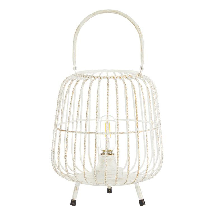 WHITE METAL MODERN CANDLE HOLDER LANTERN
