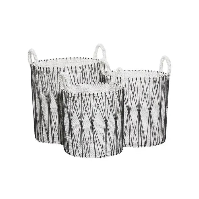 White Plastic Bohemian Storage Basket