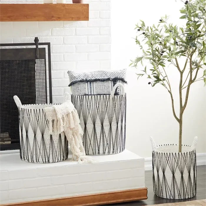 White Plastic Bohemian Storage Basket