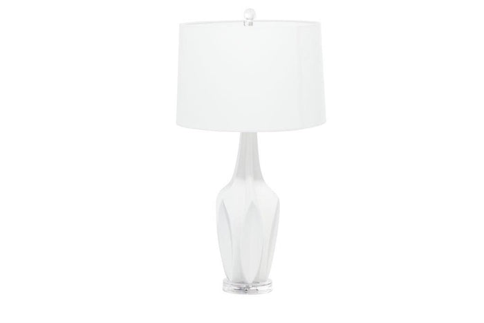 WHITE POLYSTONE TABLE LAMP