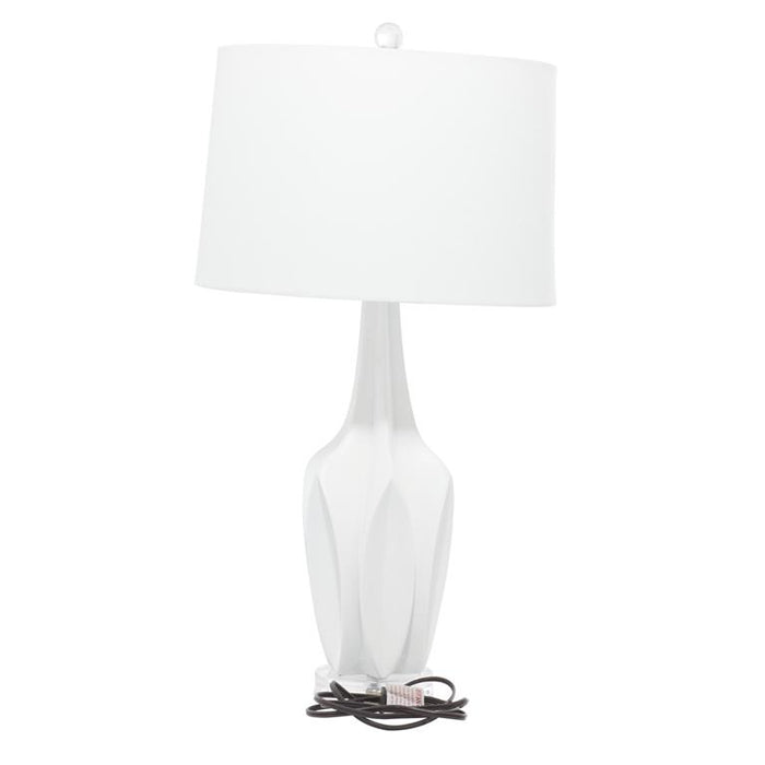 WHITE POLYSTONE TABLE LAMP