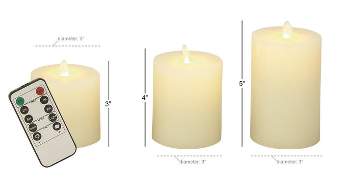 WHITE WAX FLAMELESS CANDLE WITH REMOTE CONTROL