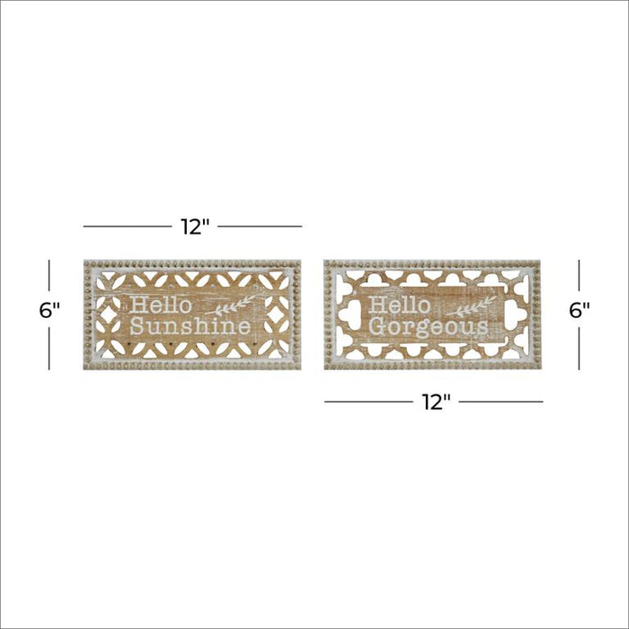 WHITE WOOD FARMHOUSE BEADED SIGN WALL DECOR