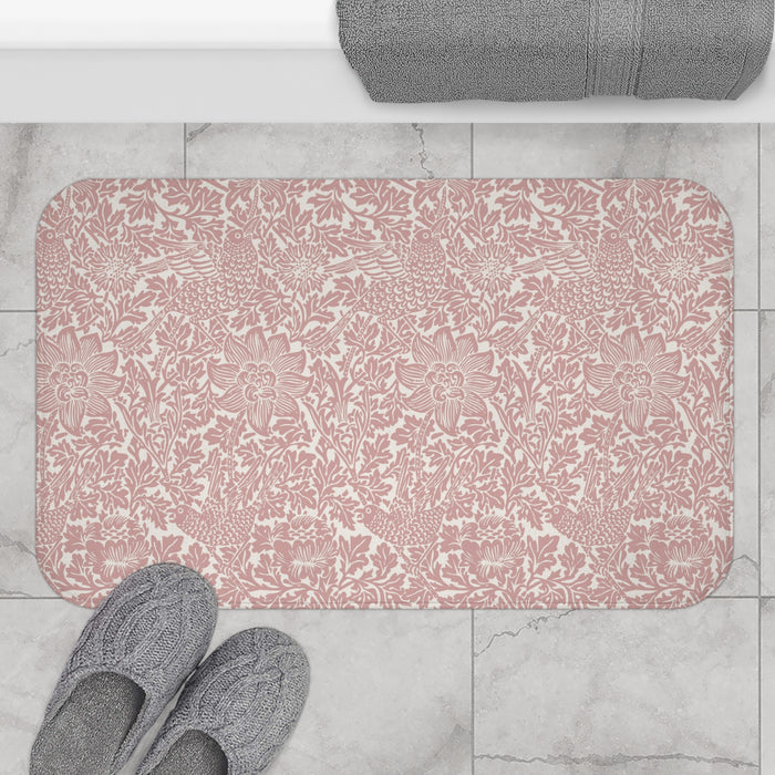 William Morris Bath Mat Bird & Anemone Pink