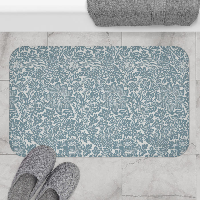 William Morris Bath Mat Bird & Anemone Slate Blue