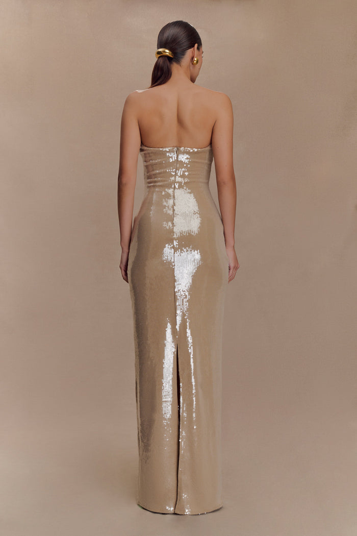Winston Strapless Sequin Maxi Dress - Taupe