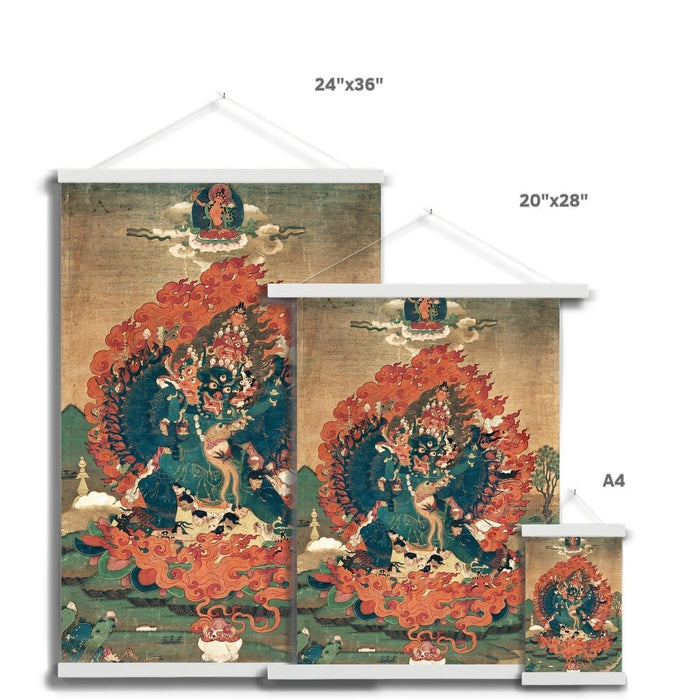 Yamantaka Tibetan Vajrayana Buddhist Wrathful Bardo Bon Tantric Tantra Deity Fine Art Print with Thangka-Style Hanger