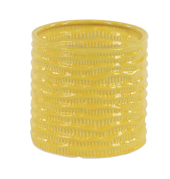 YELLOW PORCELAIN HANDMADE INDOOR OUTDOOR PLANTER