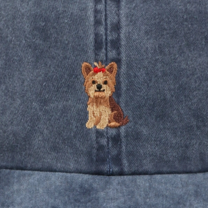 Yorkie Embroidered Navy Baseball Cap
