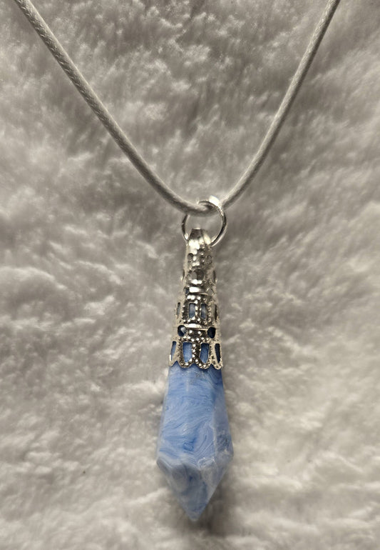 Zircon shaped Necklace in light blue